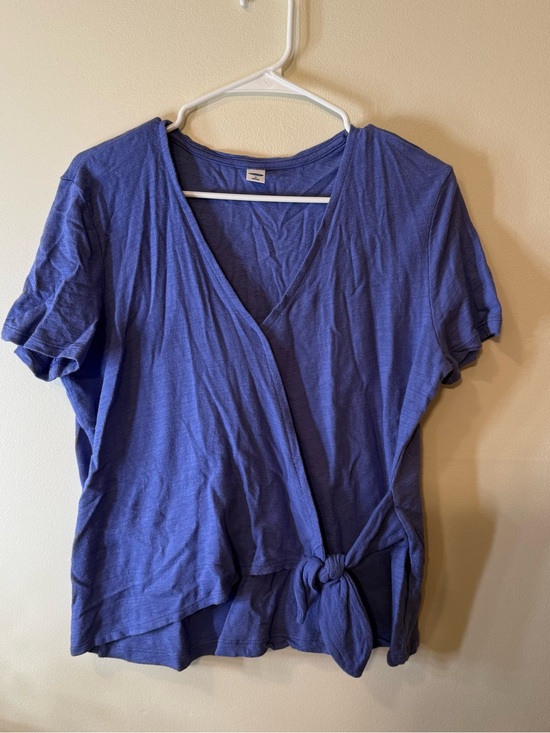 Old Navy Tops - Old Navy Indigo Wrap Tie Short-Sleeve Blouse